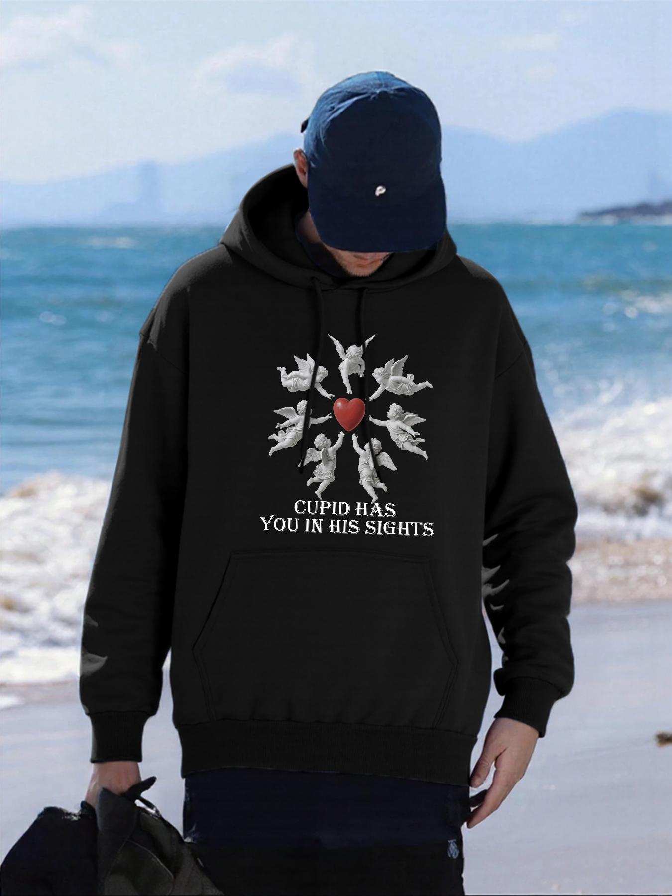 

Cupid Has You In His Sights Print Mens Hoodies Multicolor Loose Hoody Pocket Comfortable Streetwear Fleece Casual Man Hoodie 3XL