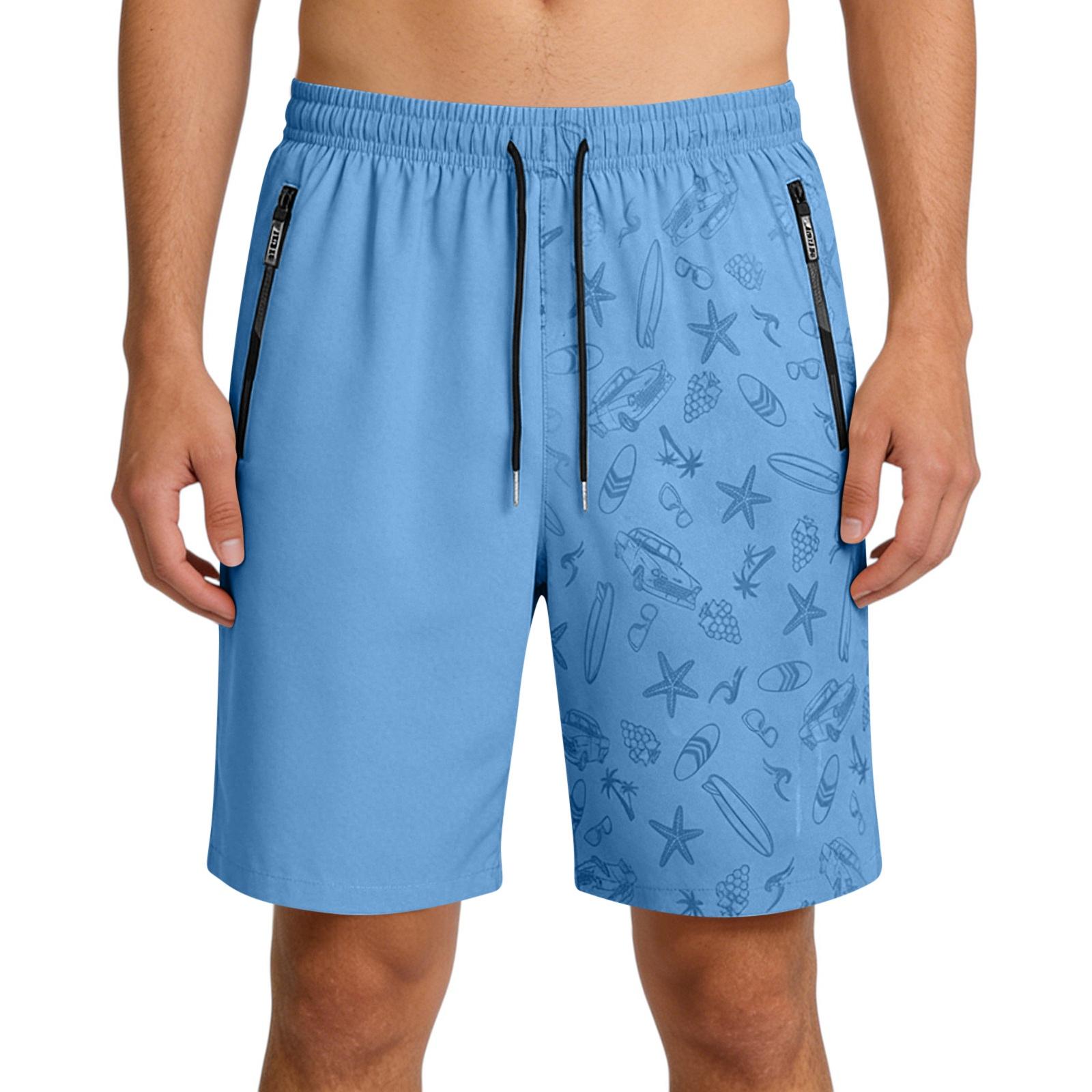 

Men Swim Trunks Quick Dry Board Shorts with Drawstring Elastic Waist and Zipper Pockets Surfing Print Design XL небо синє кольору