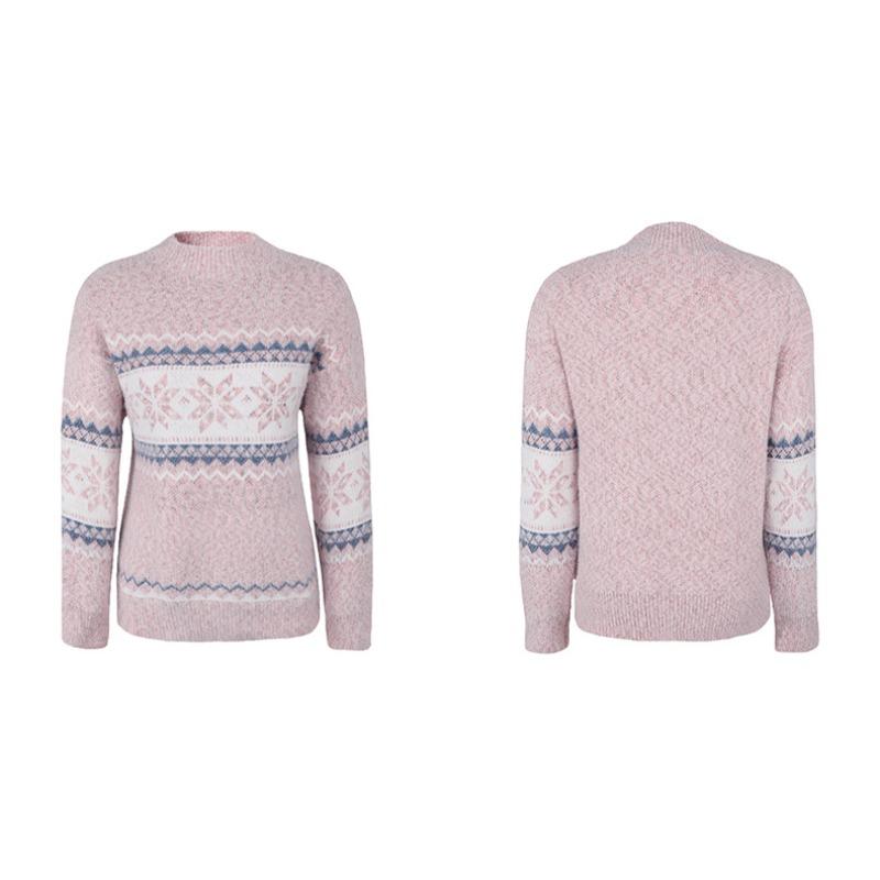 Autumn and Winter Semi High Neck Snowflake Print Women's Sweaters