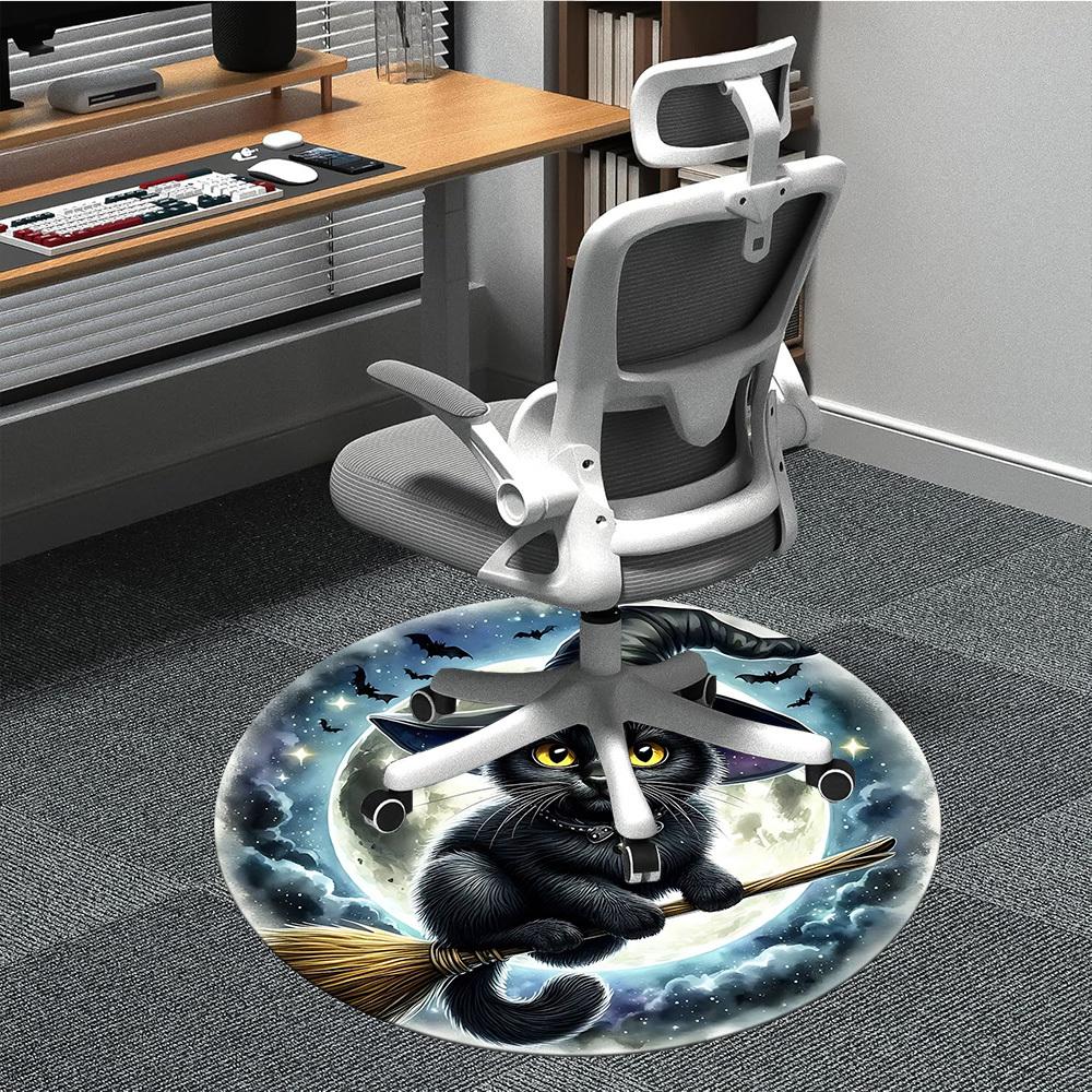 

1pc Cat Broomstick Chair Carpet for Office, Soft, Non-Slip Polyester Mat, Office, Entryway, Living Room, Bedroom, yy251207253 80cm by 80cm
