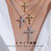 [KRKC] Cross Necklace: Birthday Gift, Moissanite/Zirconia, 925 Sterling Silver, Hypoallergenic, Silver/Gold Couple Necklace with Slide Chain, Adjustab