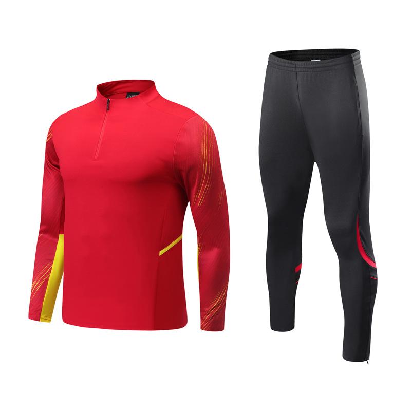 Long-sleeve football jersey sets, men's and women's autumn/winter half-pull sweatshirts, training team uniforms, children's competition uniforms, 
