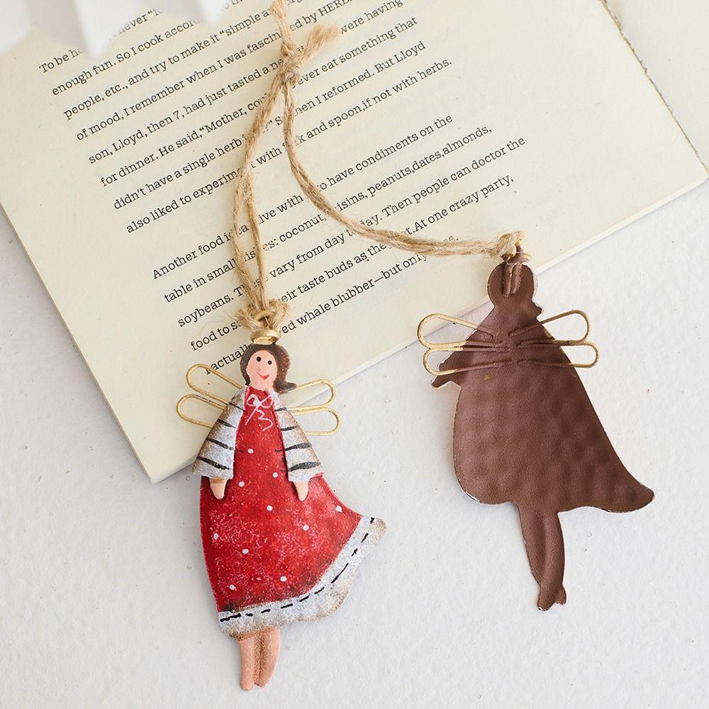 Multicolor Christmas Hanging Decorations Iron Art Retro Drop Ornament Cartoon Angel Girl Xmas Tree Embellishment
