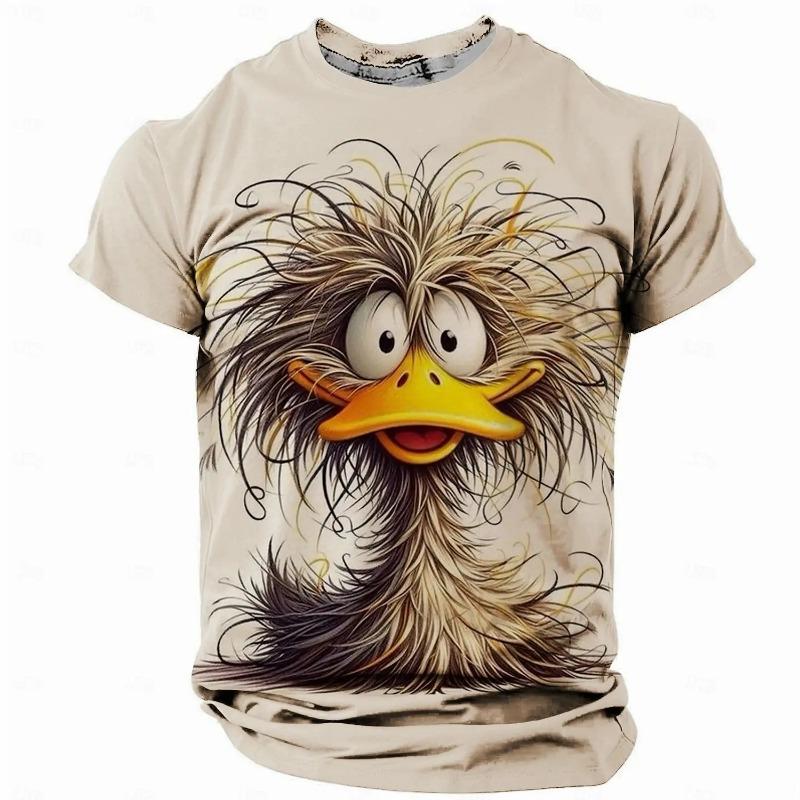 Funny Men's T Shirt Animal Chicken Print Summer Casual Short Sleeve Tee Street Fashion O-Neck Pullover Men's Oversized Clothing