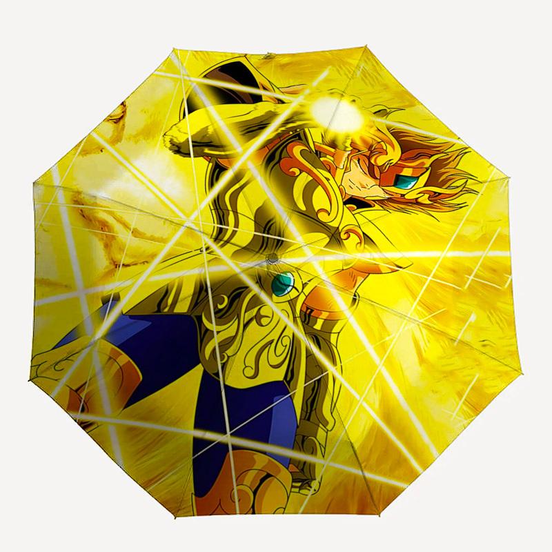 1pc Golden Saint Seiya Auto-Open Umbrella with Foldable Design, 8-Bone Iron Frame, Outdoor, Festival Gift for Fans, Travelers, Daily Use.T105