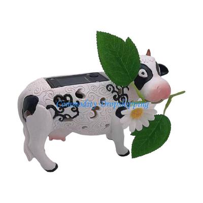 Y5JC LED Solar Light Cow Solar Statue Resin Ornament Yard Sculpture Figurine Lawn