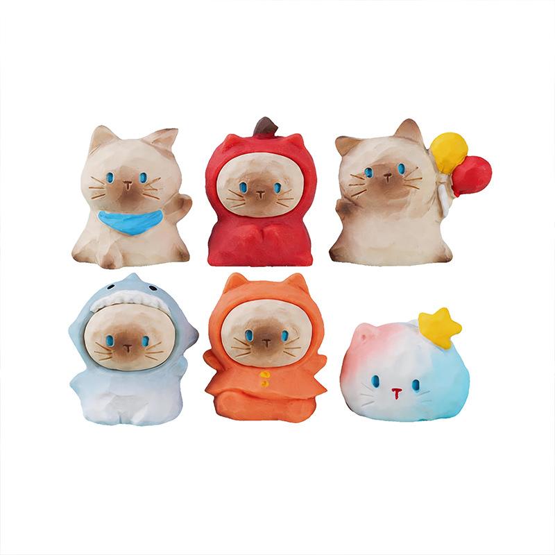 6pcsSet Cartoon Cute Cat Action Figures Creative Trendy Toys Office Home Desktop Decoration Model Birthday Surprise Gifts