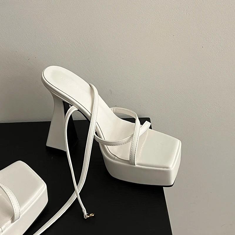 Fashion Women Shoes Summer High Heel Sandals Narrow Band Platform Women Sandals Shoes Fashion Open Toe High Heel Party Dress Ladies Shoe