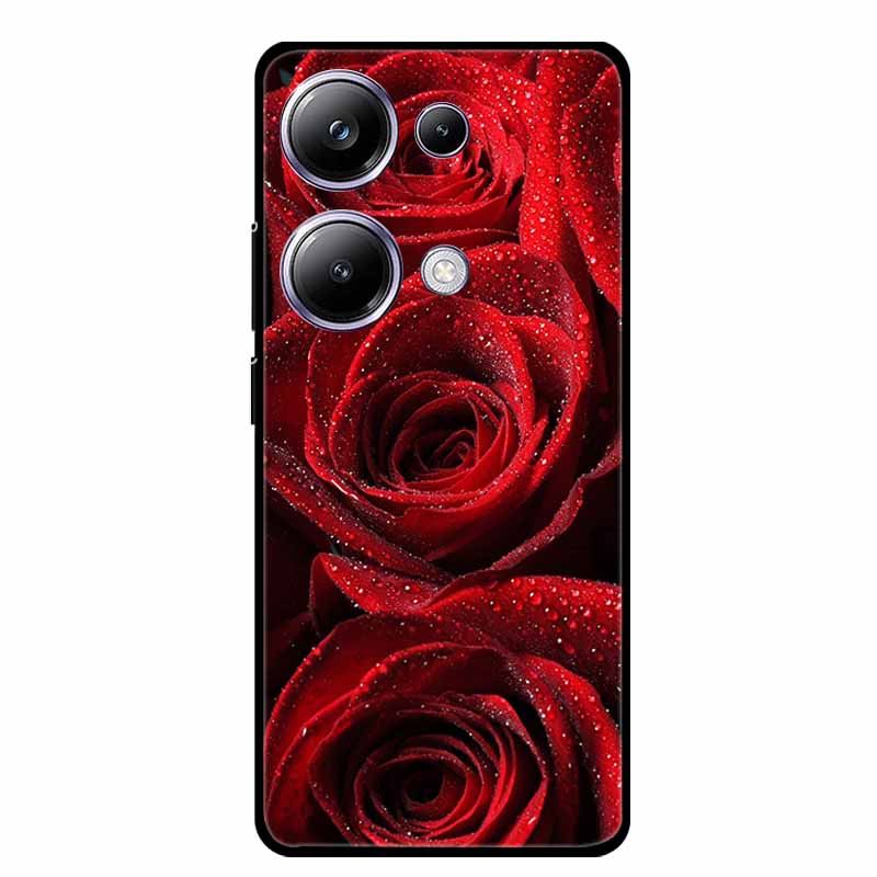 For Xiaomi Poco M6 Pro 4G Phone Case Cover Wolf Shockproof Black Silicone Soft Back Cover Cases For Poco M6 Pro Case M 6 M6Pro