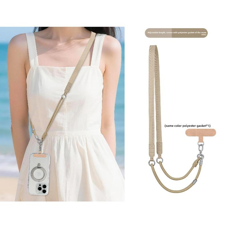 New Four-in-one Round Flat Belt, Mobile Phone Lanyard, Crossbody Adjustable Neck Rope, Advanced Sense Anti-lost Lanyard