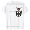 Funny Black Chihuahua Dog In Pocket T Shirts Men Women Pure Cotton Humor Streetwear Tee Shirt Short Sleeve Unisex Loose Clothing
