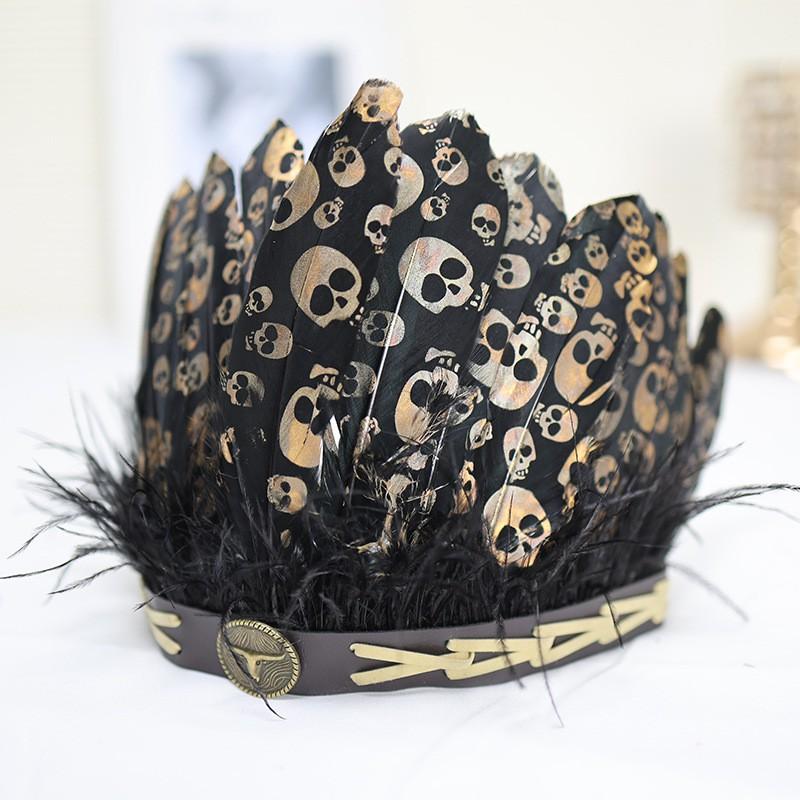Halloween Feather Headband Cosplay Tribal Hat Kids Adult Party Costume Accessory