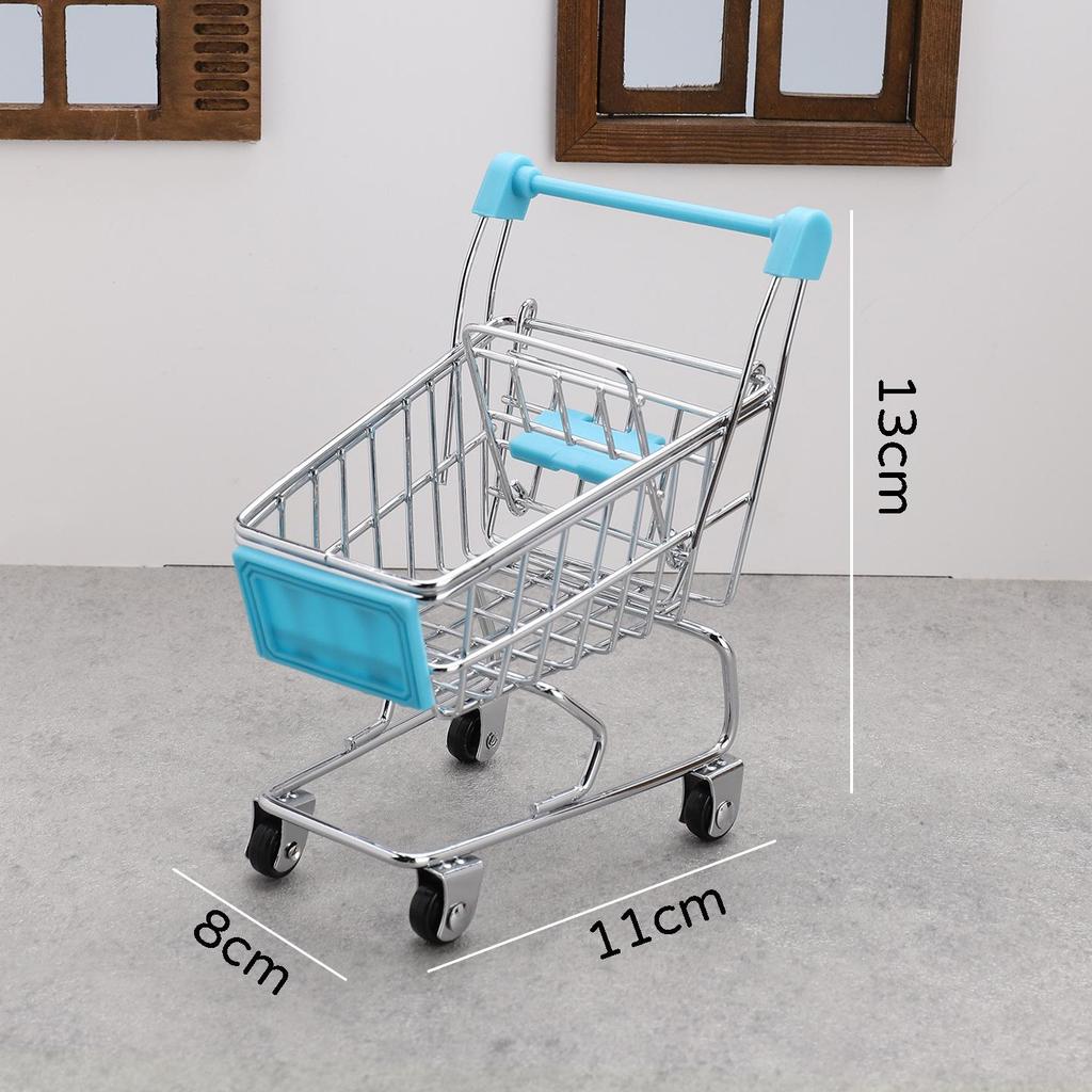 Mini Realistic Supermarket Shopping Cart & Play Food Set for Kids