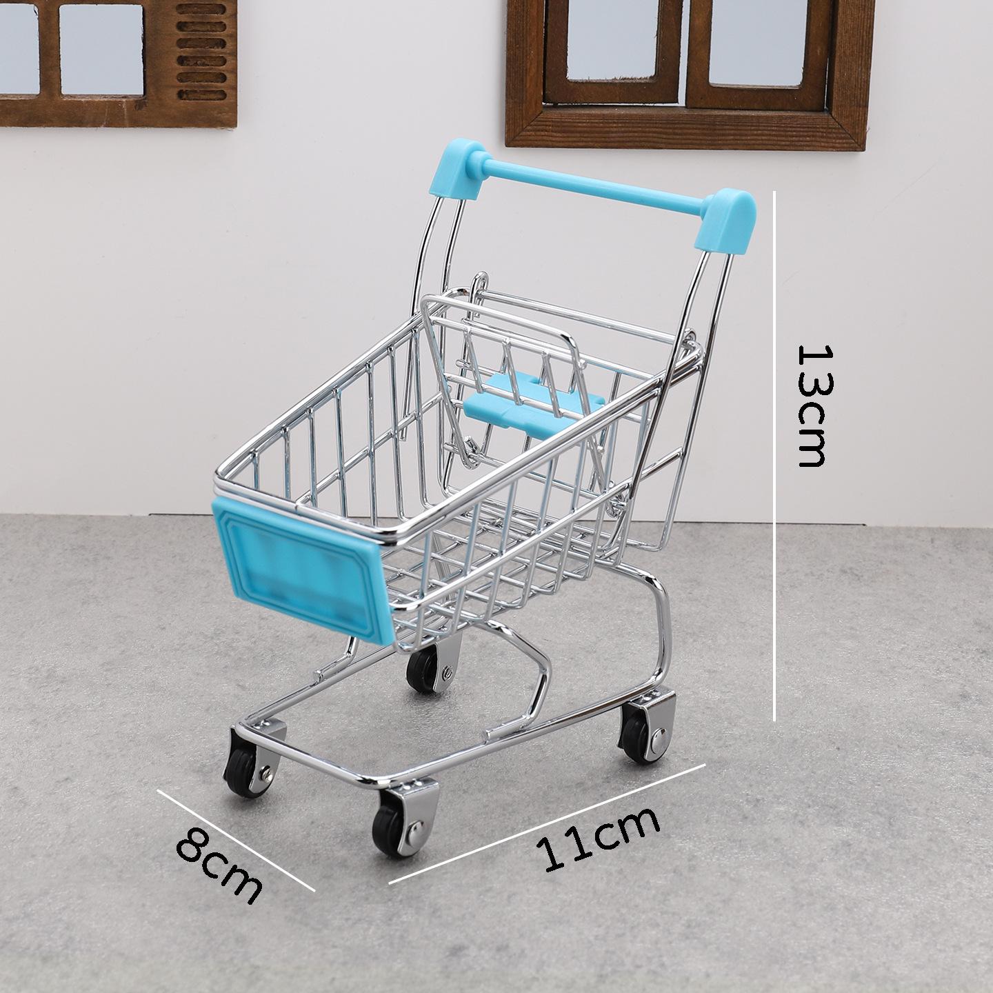 Mini Realistic Supermarket Shopping Cart & Play Food Set for Kids