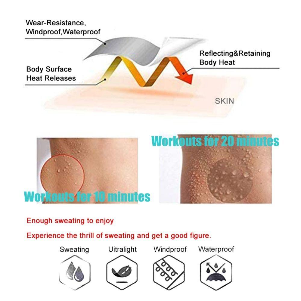 Tuta da Sauna in PVC Polsini Elastici Abbigliamento da Allenamento Set Fitness Leggero Ciclismo