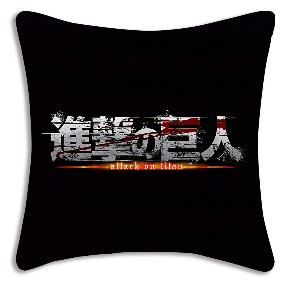 Anime Attacks on Titan Pillow Covers Cartoon Sofa Decorative Home Double-sided Printing Short Plush Cute Cushion Cover