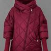 Chaqueta de Algodón con Capucha y Patrón de Diamantes para Mujer de Largo Medio a Largo Cálida y Cómoda