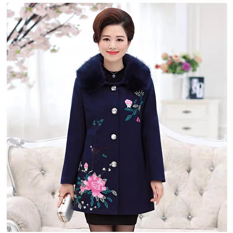 Ținută de mamă cu jachetă de lână supradimensionată de pluș și îngroșată pentru ținute de toamnă și iarnă pentru femei, jachetă de bumbac la modă de lungime medie