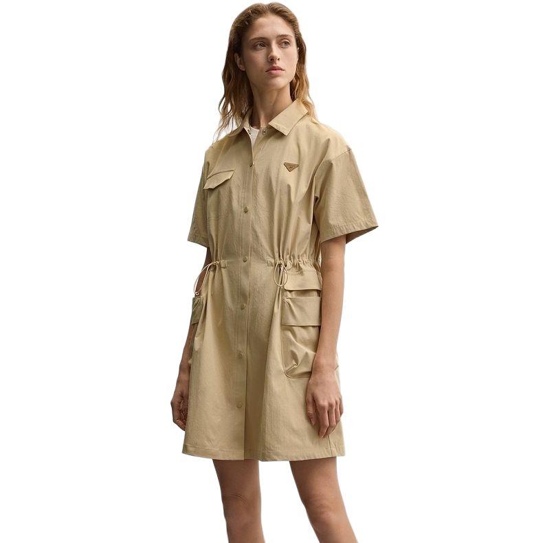Skechers Loose Fit Woven Durable Waist Cinching Short Sleeve Dress Women dresses L226W009-028R