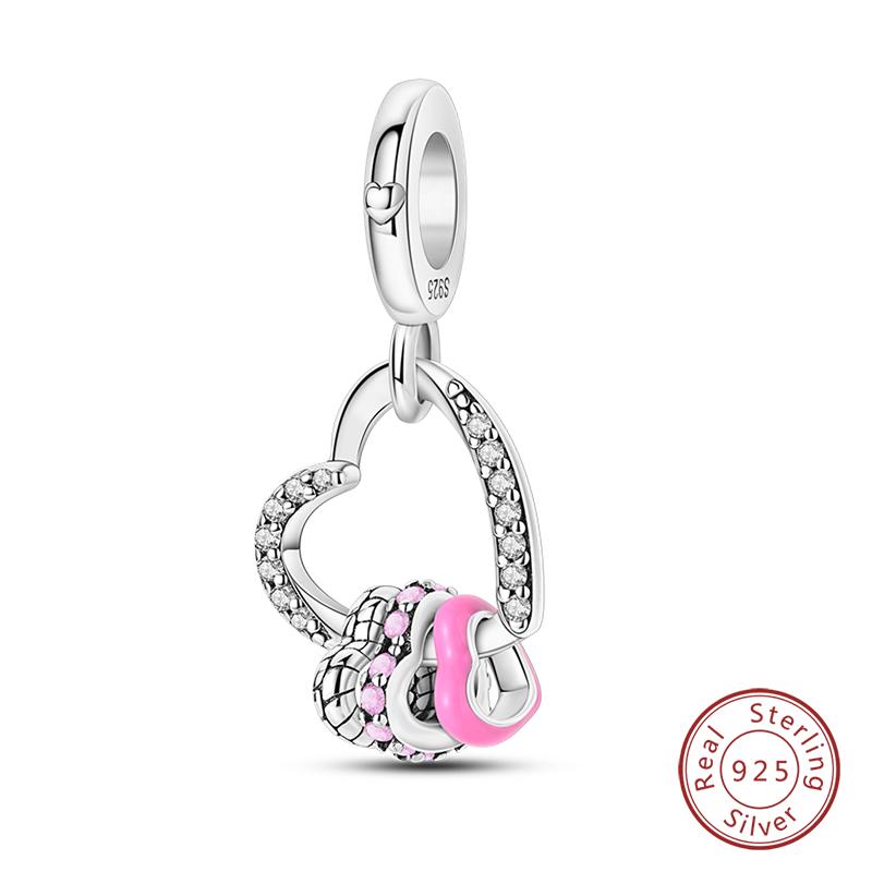 100% Copper Heart Shaped Warm Family Charm Beads Fit Qikaola Original Bracelets Fine Diy Mother'S Day Jewelry Gifts