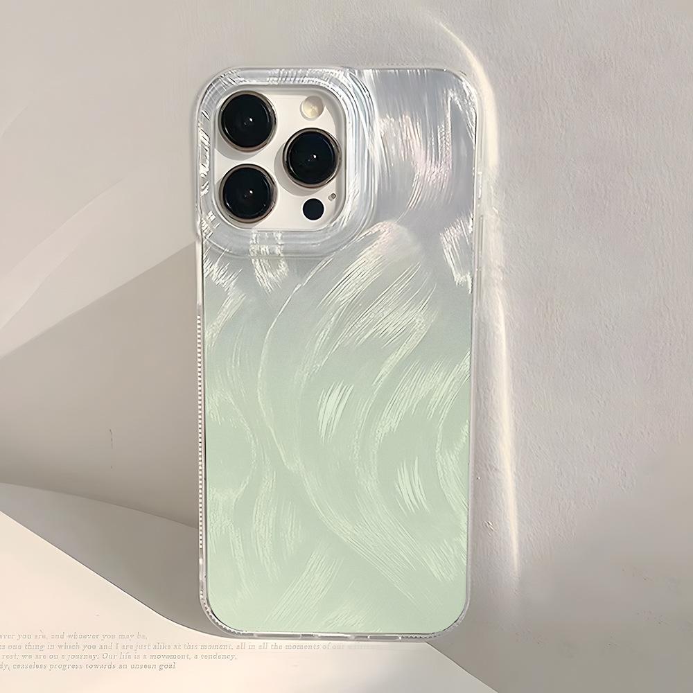 Gradual change smudge feather yarn for iPhone17promax Apple 16 laser mobile phone case 14/13 large hole 15
