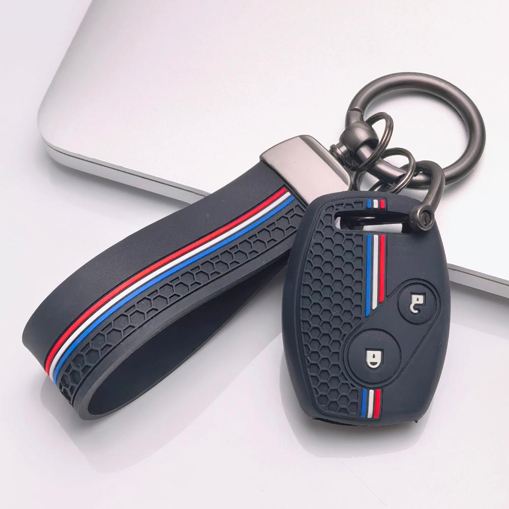 Key Fob Cover for Honda Accord Civic CR V City Jazz Fit Pilot with Keychain Anti-Scratch Surface Shockproof Structure Soft Grip Texture