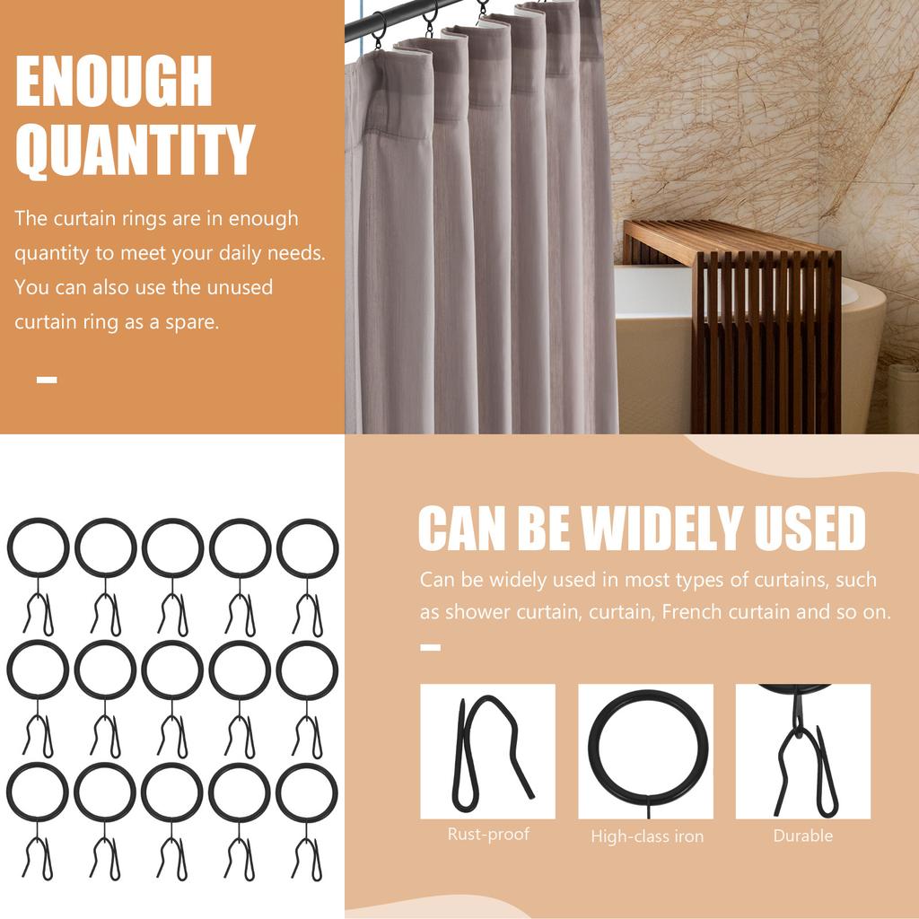 40Sets Iron Curtain Accessories Perfect Workmanship Hooks for Bedroom Shower Curtains Easy Install Curtain Rings