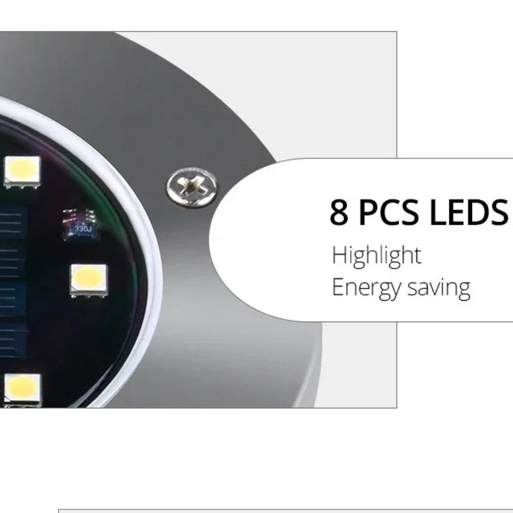 1/4pcs/8pcs Outdoor Solar Lights Buried Garden Decor 8/16LED Lamp Sunlight Power Disk Light Underground Yard Lawn Spotlight