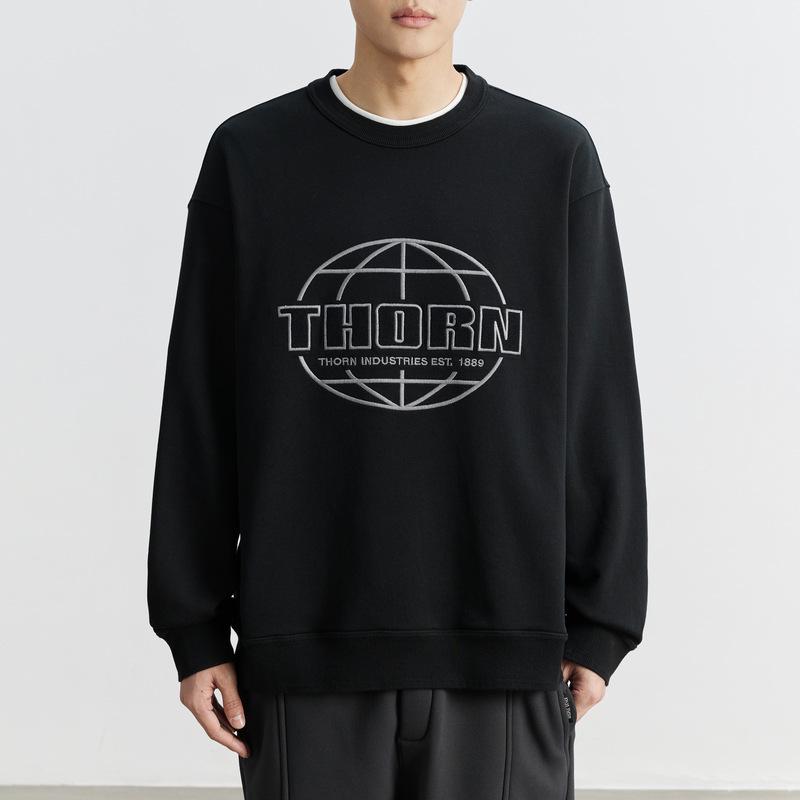 WOOG2005 Men s Loose-Fit American Style Embroidered Sweatshirt, Autumn 2025 M