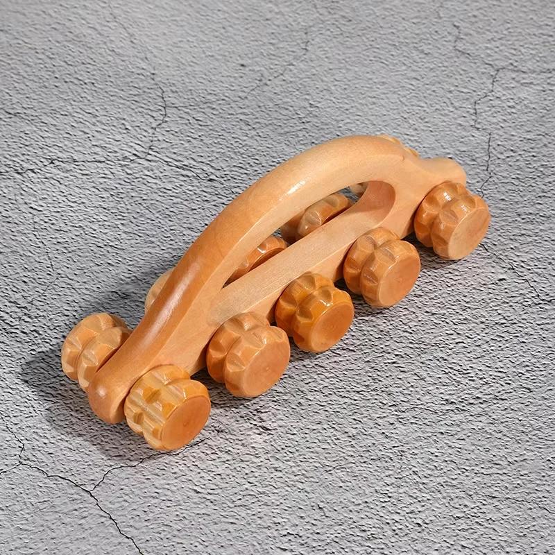 Wooden Massager Manual Roller Neck Back Waist Massage Tool Portable Meridian Dredging Massager Relax Leg Body Massage for Face