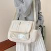 Y2K Clear Patch Canvas Crossbody Messenger Bag Multi Pocket Shoulder Bag Casual Daily School Work Satchel Handbag for Teen Girls