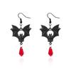 Gothic Vampire Bat Earrings for Women Man Fashion Pagan Witch Jewelry Accessories Red Crystal Vintage Bat Pendant Ear Hooks New