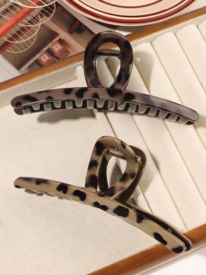 2Pcs Leopard Large Hair Claw Clips for Women,5.1Inch NonSlip Banana Clip for Thick Hair,Strong Hold Hair Styling Accessories