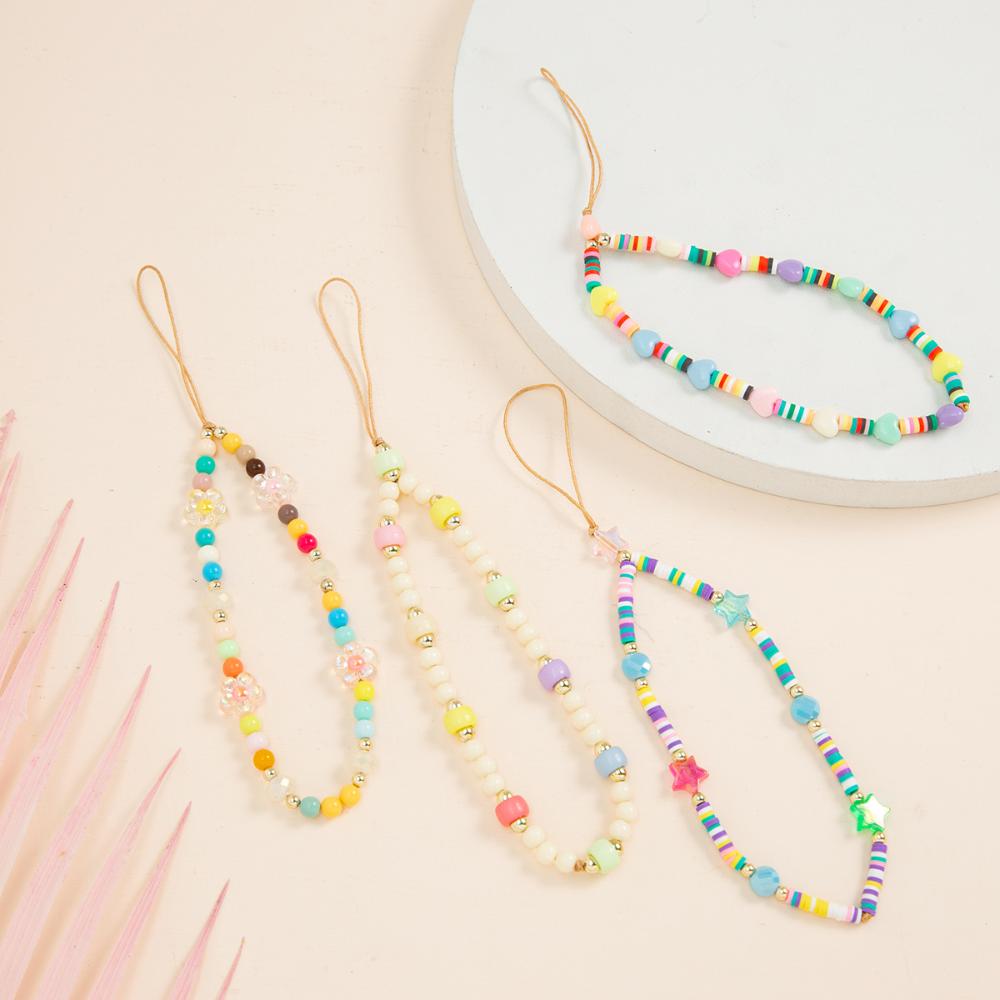 

Beads Chain Anti-Lost Mobile Phone Strap Soft Pottery Rope Cell Phone Lanyard Mobile Phone Lanyard B