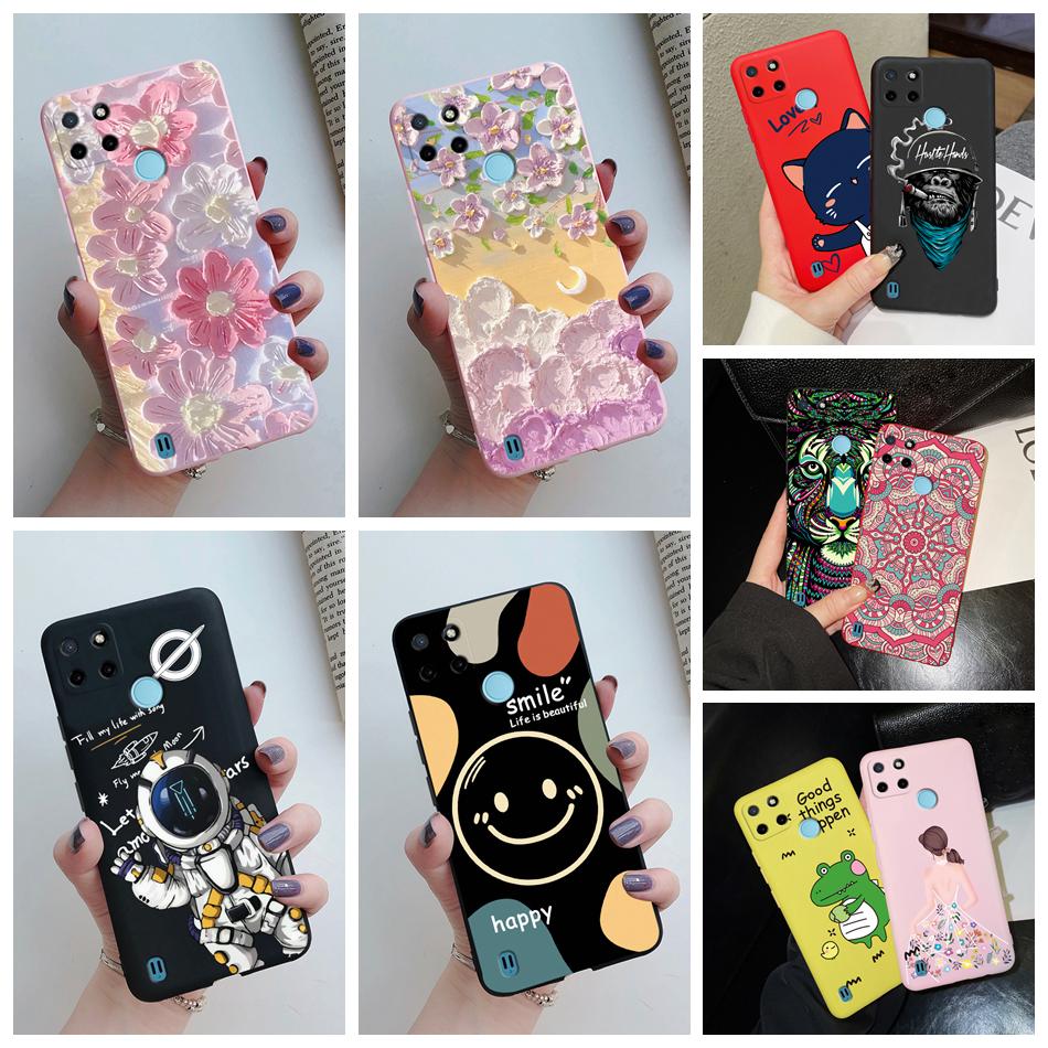 Case For Realme C25Y C21Y Back Cover Cute Flower Protect Soft Phone Case Silicone Cartoon Funda For Oppo Realme C25Y C 21Y Capa