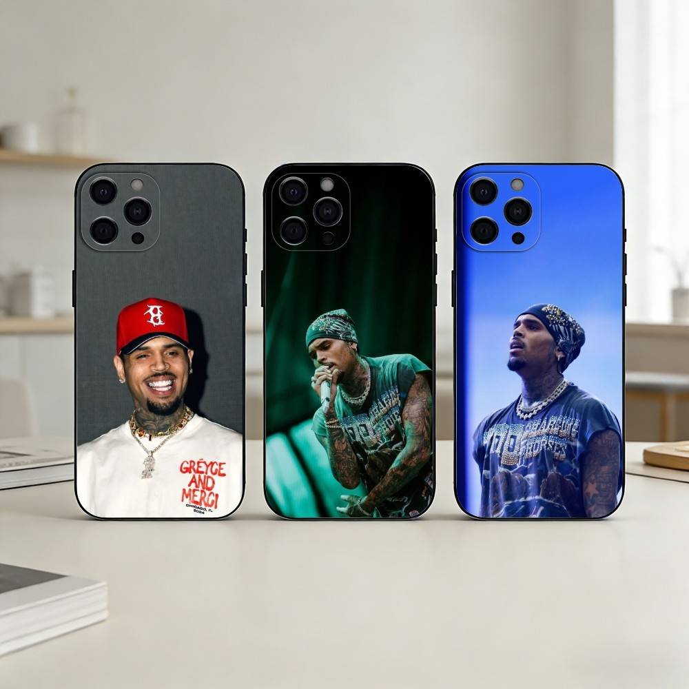 C-Chris Brown Phone Case For iPhone 17,16,15,14,13,12,11 Plus,Pro,Max,Mini Silicone black Soft Cover