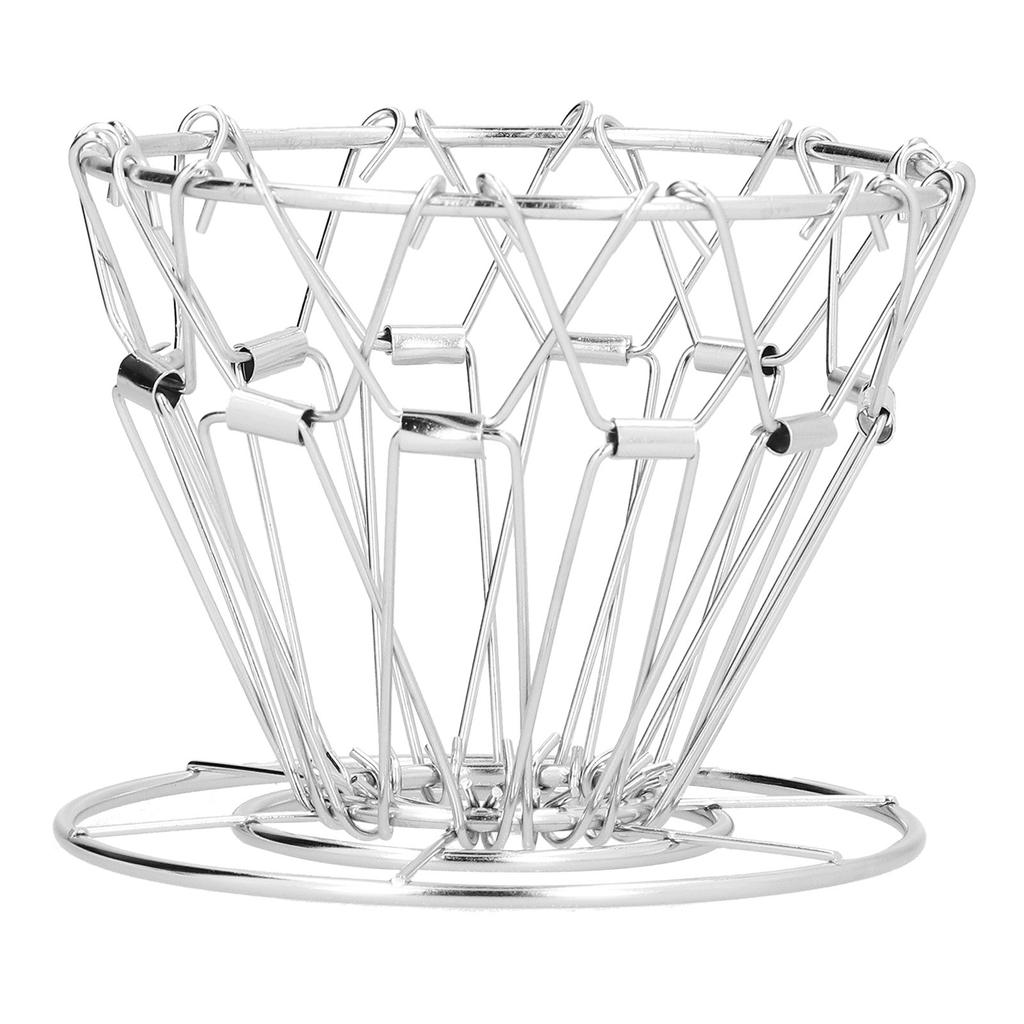 HandMade Coffee Filter Stand DripType 3Holes Foldable Stainless Steel CakeType Coffee Filter Holder(Silver )