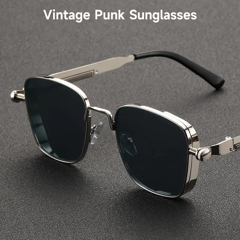 1PCS Vintage Retro Steampunk Style Sunglasses Men UV400 Sun Eyeglasses for Women Square Alloy Eyewear Spring Classic Vintage Sunglass