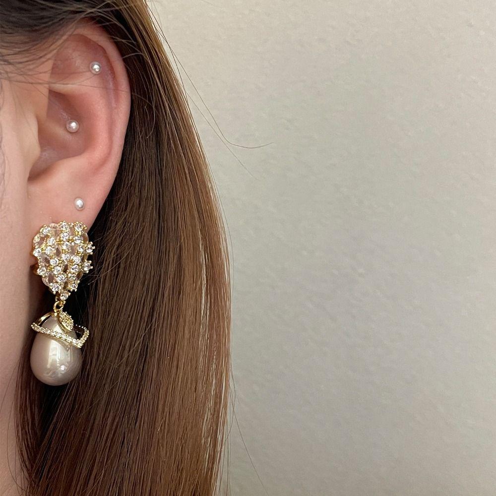 Pendant Crystal Stud Earrings Elegant Vintage Long Earrings Rhinestone Drop Earrings Girls Gift