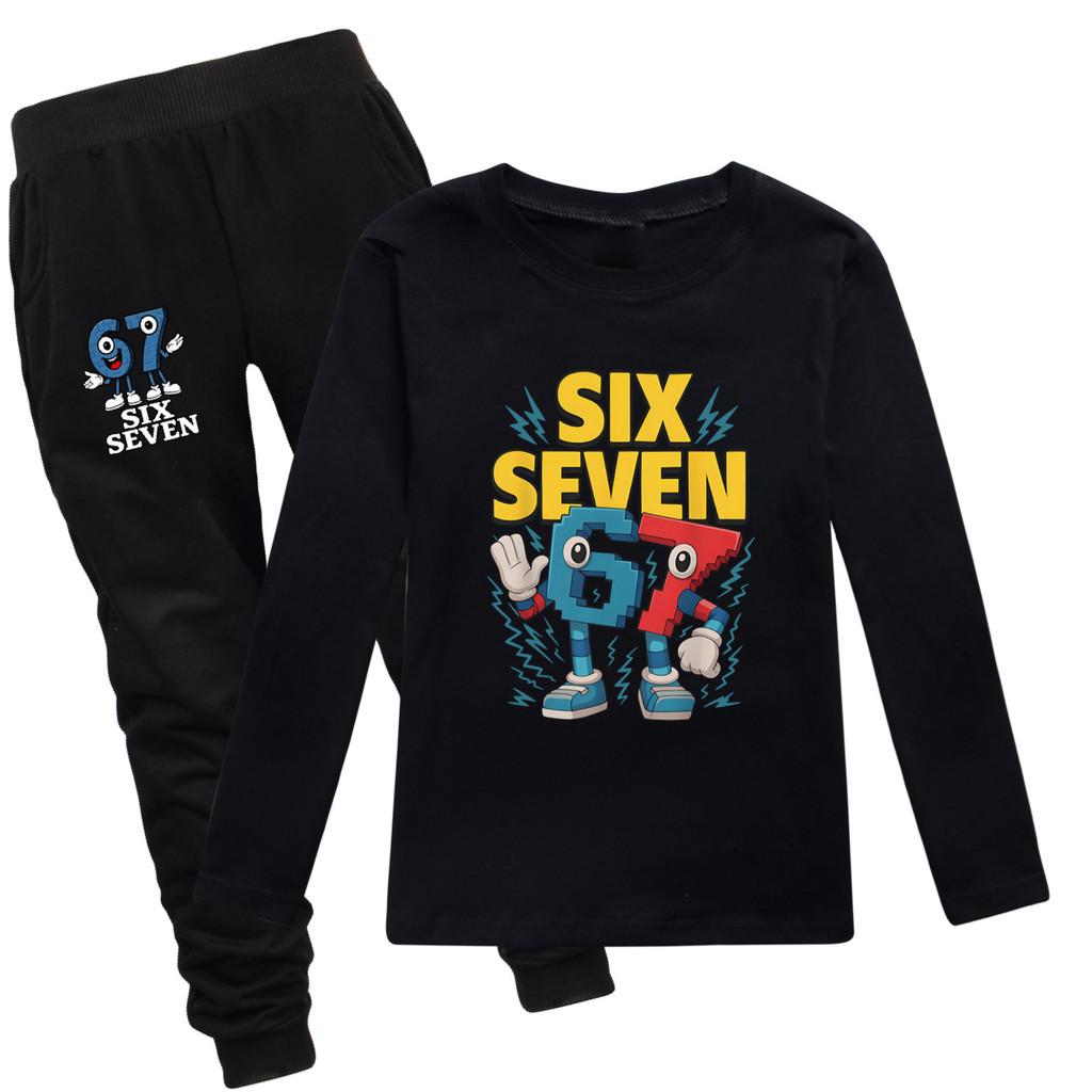 5260 Kinder Jungen Mädchen Steal a Brainrot 67 Print T-Shirt Hose Kleidung Set