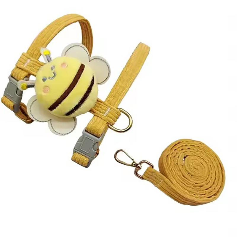 Bee Pattern Cat Small Dog Leash Anti Escape Special H Harness Web Red Adjustable Chest Strap For Walking Cats And Small Dogs S жёлтый