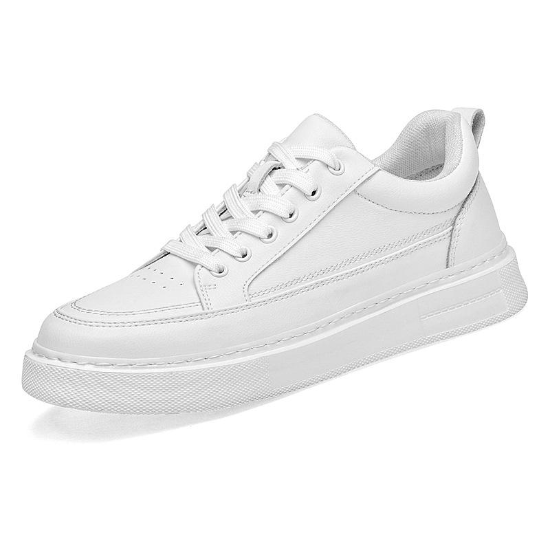 Men’s Genuine Leather Lace-up Sneakers - Large Size, Comfortable, Breathable, Versatile Casual and Work Shoes, Round Toe for Autumn & Winter 43 белый