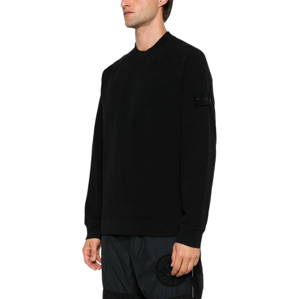 STONE ISLAND Ghost Series Fw24 Ghost Pieces Solid Color Stretch Organic Cotton Raglan Sleeve Crewneck Sweatshirt Men Sweatshirt Black 8115629F7-V0029
