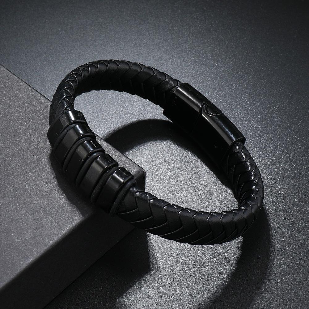 Popular Europe America Trendy Simple Woven Bracelet Alloy Magnetic Clasp Men's Fashion Wristband Jewelry Clothing Accessory