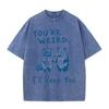 2026 Vintage Washed Beige Raccoon Opossum Hand Hold Heart Graphic T Shirt Funny Couple Slogan Print Oversized Unisex Casual Shor