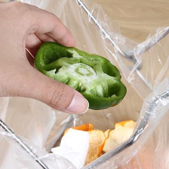 Stainless Steel Garbage Bag Holder Hanging Design Folding Structure Versatile Folding Waste Bin Stand No-installation Garbage Holder