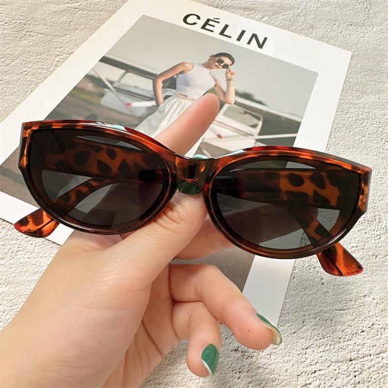 New Cat Eye Sunglasses Women's Oval Glasses Retro Oval Sunshade Glasses Women's Sunglasses