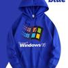 Men's Retro Windows 95 Graphic Hoodie Dark Grey Pullover Sweatshirt Retro Gaming Hoodie for Tech Enthusiasts