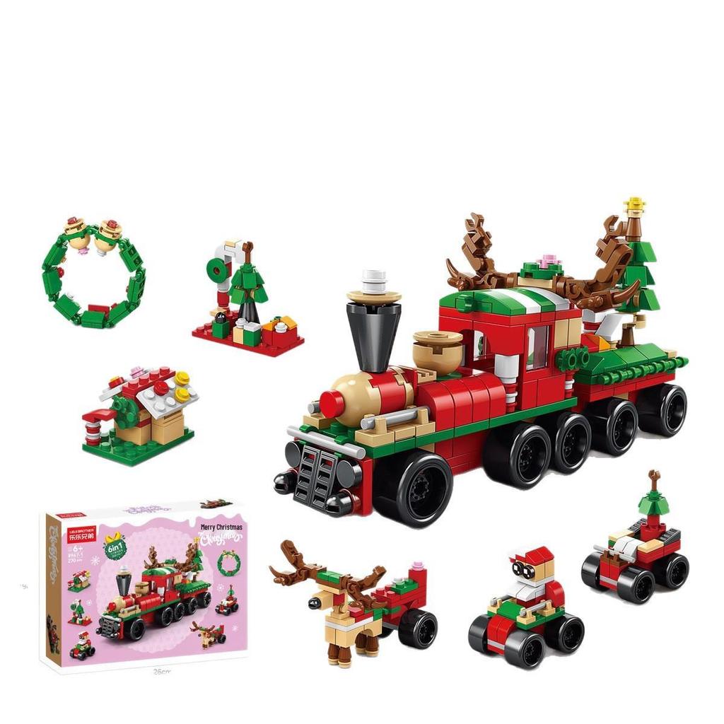 Lele Brothers Lego-Compatible Christmas Reindeer Train Building Blocks Toy