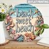 Vintage Round Aluminum Beach Sign 20cm Shell Starfish Wall Art Coastal Nautical Home Decor Gift